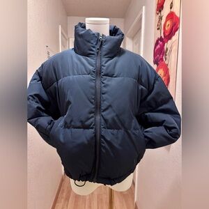 H&M Divided Collection Navy Blue Puffer Coat sz S, like new